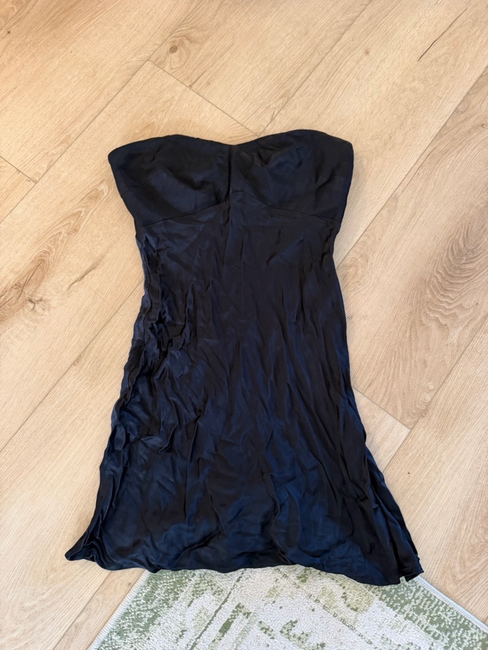 Meshki Black Strapless Satin Slip Dress